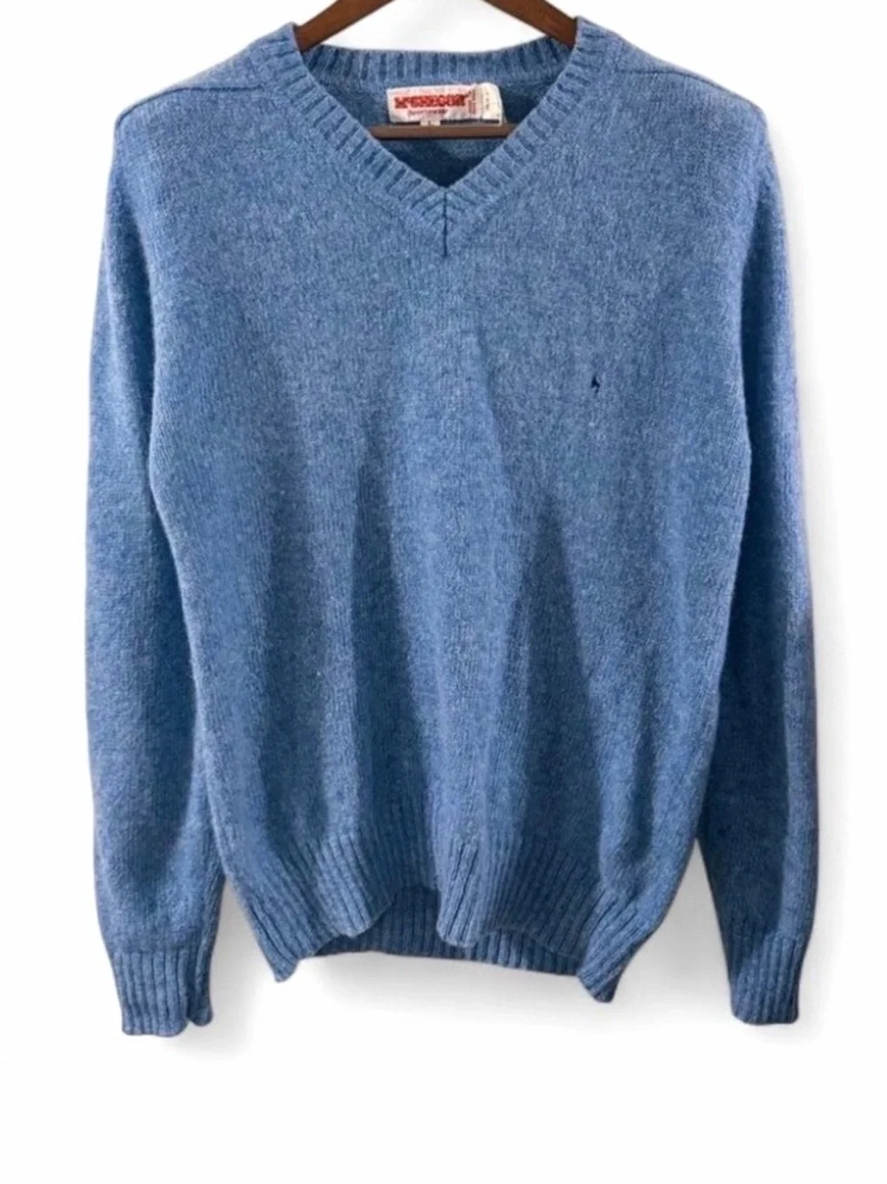 VTG Men’s McGregor Blue V-Neck Wool Sweater Size Large